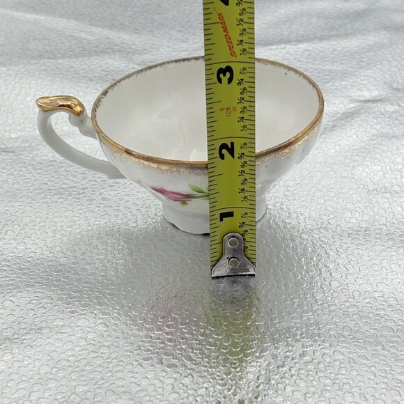 VTG Bone China Teacup‎ Saucer Set Gold Trim Pink Rose Romantic Floral High Tea - Picture 7 of 13